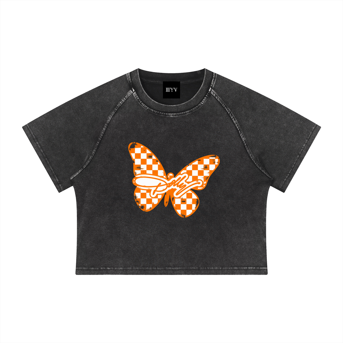 Dolly Butterfly Mineral-Wash Crop Tee