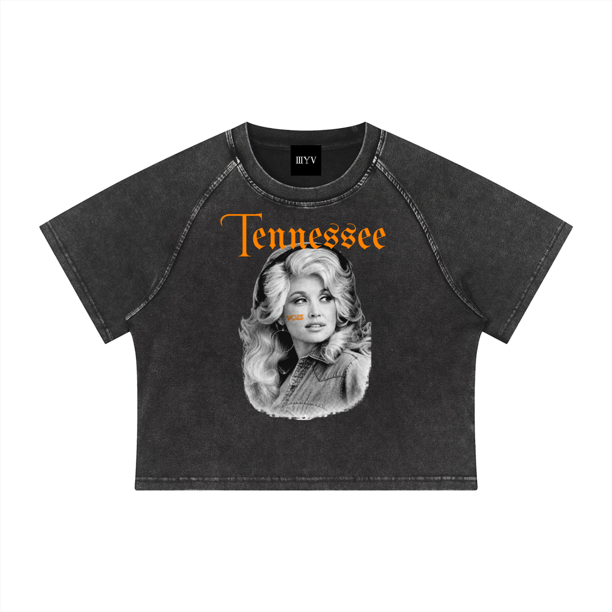 Dolly Tennessee Portrait Mineral-Wash Crop Tee